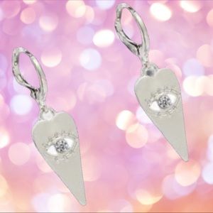 NEW Silver Tone Evil Eye Earrings